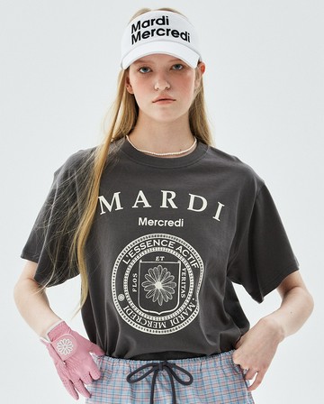 MARDI MERCREDI 印花短TEE 深灰色 學院風LOGO 象牙花 TSHIRT UNIV LOGO