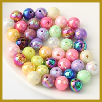 14mm圓珠亞克力幻彩珠 DIY鍍彩手工串珠材料 手鏈配件 串珠 串珠材料 串珠材料包 珠珠材料 手串材料