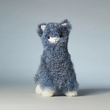 秘魯工匠手工天然羊駝捲毛娃娃30CM-灰