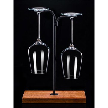 水晶玻璃紅酒杯家用創意高腳杯架橡木鐵藝架葡萄酒杯歐式大號2個