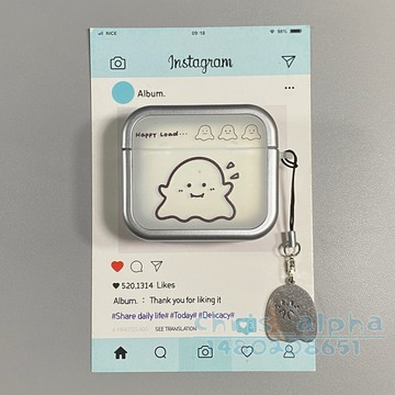 日韓卡通可愛幽靈 適用 AirPods Pro 2代 3代 4代 保護套 蘋果無線降噪藍牙耳機防摔保護殼