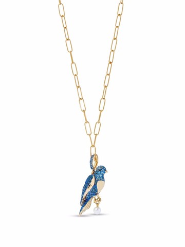 Annoushka - 18kt yellow gold Mythology bluebird locket chain necklace - women - 18kt Yellow Gold/Sapphire/Pearl/Blue Topaz/Black Diamond - One Size