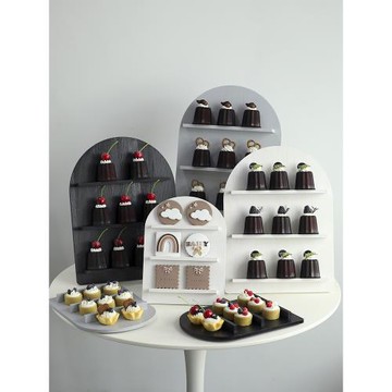 婚禮簡約蛋糕架 木質拱形甜品架 婚慶甜品臺餅干架 甜甜圈展示架