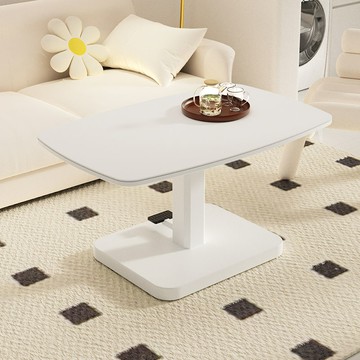 升降多功能茶幾桌 奶油風升降茶幾餐桌兩用一體式家用客廳簡約現代小戶型巖板茶桌子