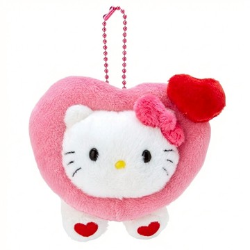 Sanrio 三麗鷗 造型玩偶吊鍊  9cm  凱蒂貓 愛心 粉色 + 白色  1個