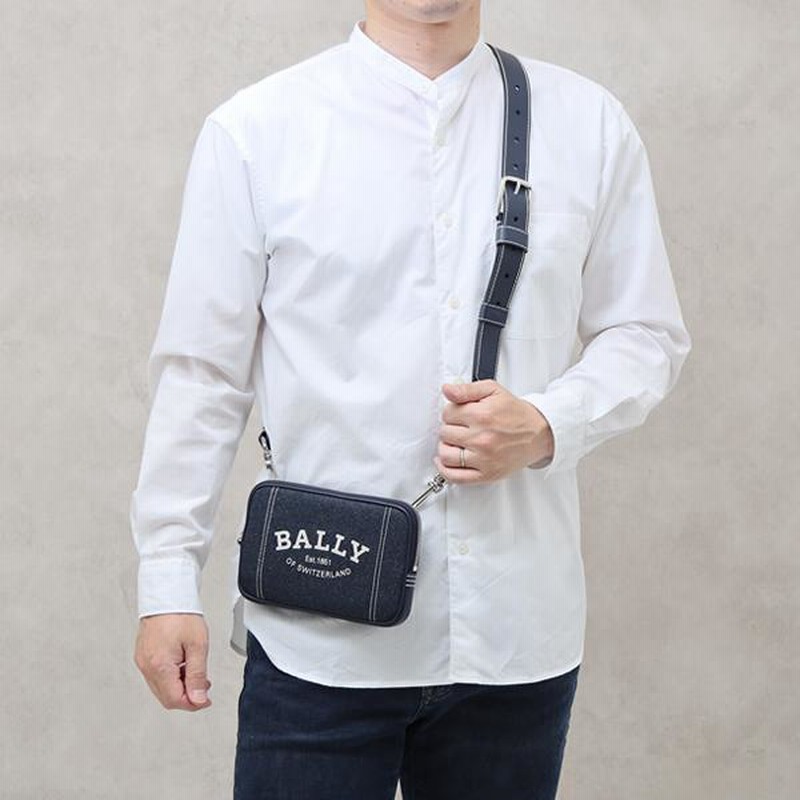 バリー BALLY ナイロン×レザー デニム風 3WAY ショルダーバッグ クロス