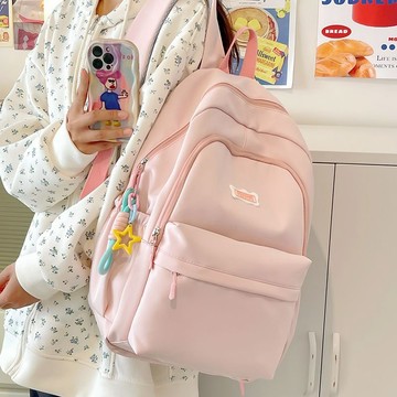 Bag House👜 2025新款書包日係 簡約百搭雙肩包 包包女 純色高中雙肩包 ins初中生背包 大容量後背包 書包