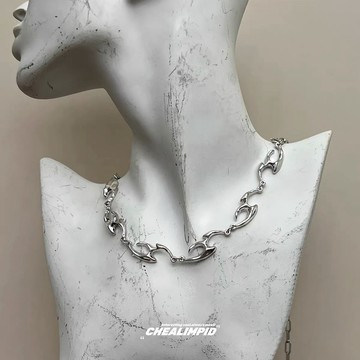 限時特賣🔥 闇黑金屬感異形不規則項鏈街頭嘻哈潮流男女高級感冷淡風鎖骨鏈
