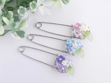「つまみ細工」繡球花披肩針 ( 訂製商品 )