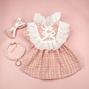 寵物用品新款 宠物狗衣服 小香风猫咪衣服 春秋冬毛昵蕾丝外