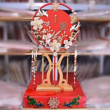 新娘喜扇秀禾服團扇結婚婚禮團扇古風扇子出嫁扇喜字扇中式手捧花