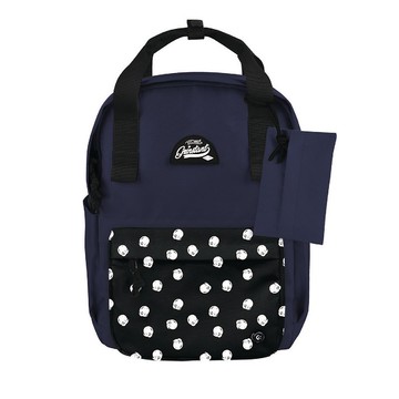 Grinstant混搭可拆組式13吋後背包 - 冒險系列 (海軍藍配黑白點)