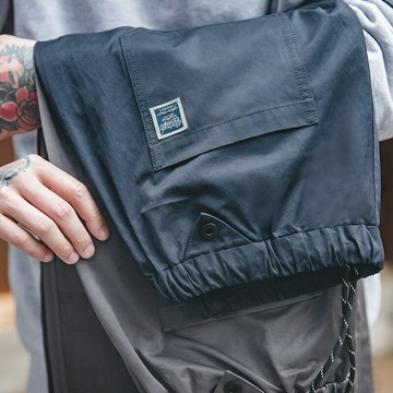 馬登工裝日系復古寬松抽繩束腳松緊腰休閑褲直筒耐磨硬漢長褲子男