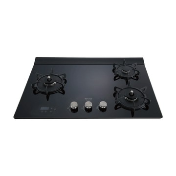 Rinnai 【全省安裝】RB-A3760G(B) 三口緻溫定時玻璃檯面爐(黑)/大天板