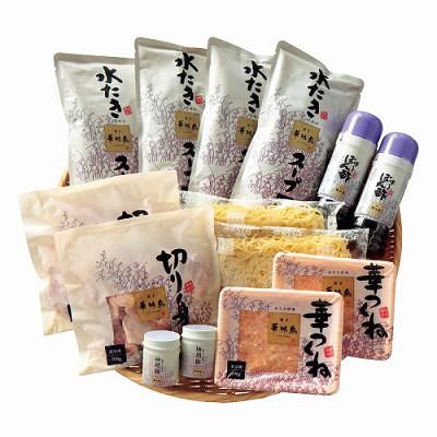 水たきセット 4〜6人前　〔水たきスープ600g×4、切り身300g×2、つくね200g×2、冷凍ちゃんぽん麺180g×2、柚胡椒30g×2、博多ぽん酢220ml×2〕