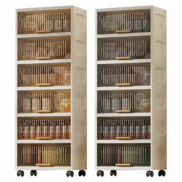 【好氣氛家居】50面寬輕奢翻蓋6層附輪收納櫃/置物櫃/塑膠櫃/抽屜櫃(2色任選)透明黑