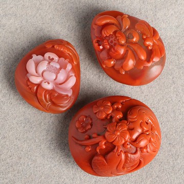 稀有柿子紅南紅瑪瑙吊墜 火焰紋飄凍肉紅白料項墜 放漏福利