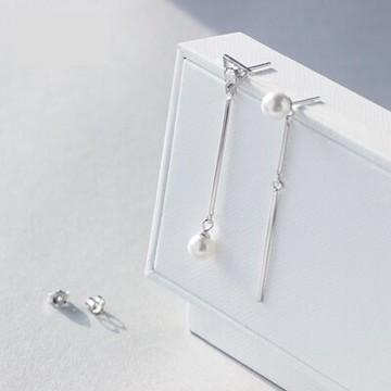 925純銀耳環耳針式耳飾-甜美貝珠三角形生日情人節禮物女飾品73dr97【獨家進口】【米蘭精品】