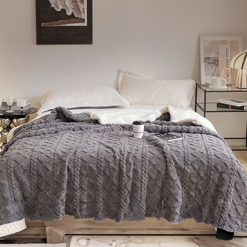 夢之語 3D緹花塔芙絨 羊羔絨毛毯 200 x 150cm  城市灰色  5 x 7尺(150 x 200cm)