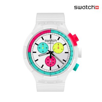 Swatch THE PURITY OF NEON 大錶面運動手錶/男錶/女錶/瑞士製造 SB06W100 (47mm)