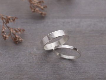 ni.kou 純銀 鎚波紋 情侶戒 婚戒 對戒