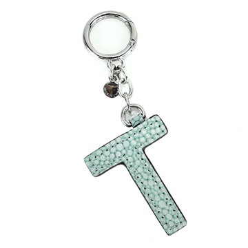 MICHAEL KORS 皮革字母造型鑰匙圈吊飾(T/淺綠)