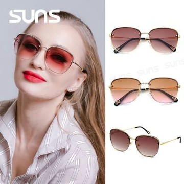 【SUNS】時尚精品墨鏡 夏仲漸層平面精品太陽眼鏡 高質感金屬框 抗UV400 顯小臉
