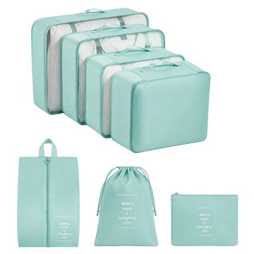 BangJiaShi 幫家適 旅行收納袋7件組  湖藍色  40 x 31 x 11cm + 32 x 26 x 11cm + 30 x 23 x 11cm + 28 x 20 x 8cm + 27 x 16cm + 32 x 26cm + 34 x 21 x 9.5cm