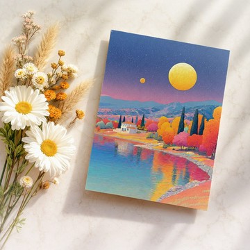 夢月湖畔 夢幻月色湖景藝術畫卡 10×13 cm 單張任選 四入套