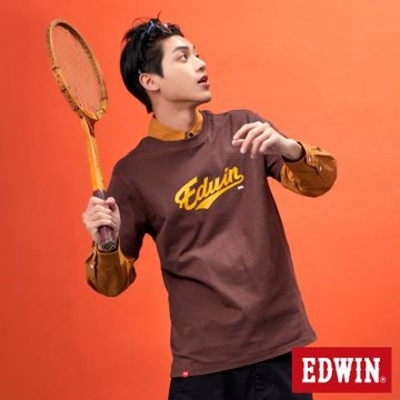 EDWIN 男女裝 網路獨家 復古可樂字形短袖T恤-深咖啡
