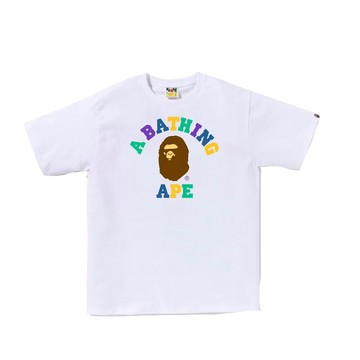 BAPE Colors College Tee T恤 彩色字大學猿短T 短袖 白 RAY-131 [台灣現貨]