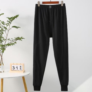 春秋男士高腰大碼護膝純棉秋褲中老年爸爸內穿松緊腰加襠棉毛線褲
