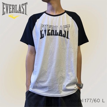 EVERLAST 短袖 短T 白黑 拼接 大LOGO 休閒 上衣 男 4021100520