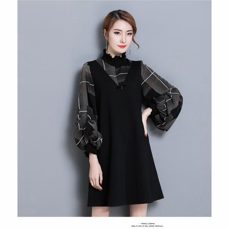 ぽわん袖がカワイイ 体形カバー18春ワンピース レディース チュニック 大きいサイズ 着回しできるリブッ アップワンピース 通販 Lineポイント最大get Lineショッピング