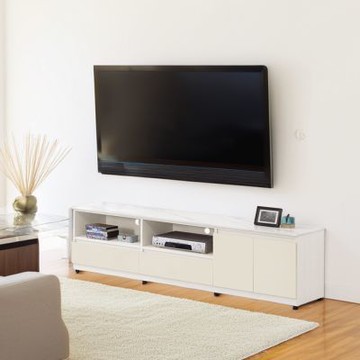 文創集 美亞6.1尺岩板皮革紋二抽電視櫃-182x40x48cm免組