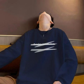 美式潮牌圓領長袖2026春秋新款寬鬆男士休閒上衣服秋衣體恤打底衫