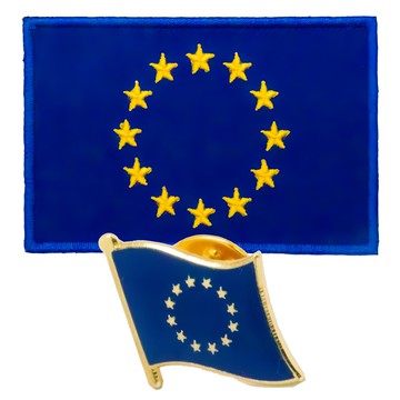 A-ONE 匯旺 歐盟國旗刺繡 + 國旗別針 8x5cm聚酯纖維布  彩色  1組