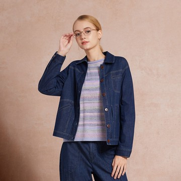 彈性車線口袋牛仔外套