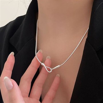 925純銀項鍊鉤子吊墜-簡約魚鉤設計鎖骨鏈女飾品74iu45【獨家進口】【米蘭精品】