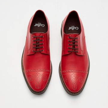 Gullar 女士 橫飾雕花德比-素食皮鞋(葛樂紅色)