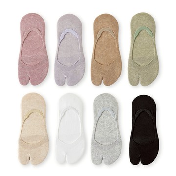 NicoFun 愛定做 夏季分趾淺口抑菌襪 8雙8色 透氣襪 二指襪 防掉跟 分趾襪 船襪 (女襪23-25.5cm)