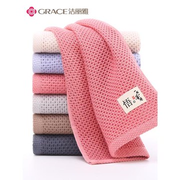 潔麗雅紗布毛巾純棉洗臉家用成人男女加厚柔軟吸水加厚面巾3條