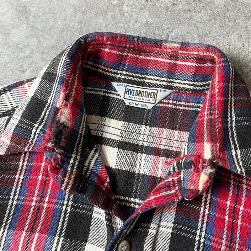 FIVE BROTHER 70~80年代 三角タグ ネルシャツ USA M FIVEBROTHER