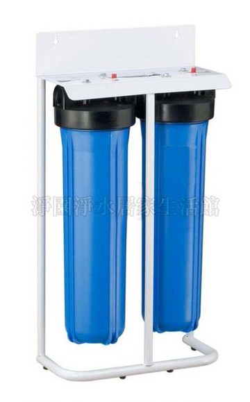20吋雙道大胖BIG BLUE水塔過濾器【腳架座掛兩用】含PP、活性碳(全戶/商用過濾.除氯.淨化水質)