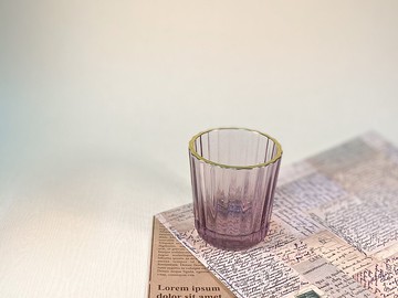 【限量燭杯客製】75ml藕粉鑲金條紋杯(可選精油)/情人節禮盒