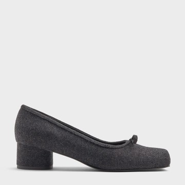 方頭蝴蝶結粗跟鞋