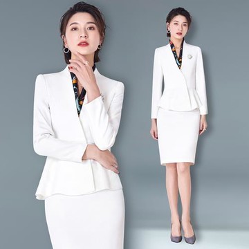 白色高端職業裝氣質女神范套裝時尚名媛上班面試工作服主持人正裝