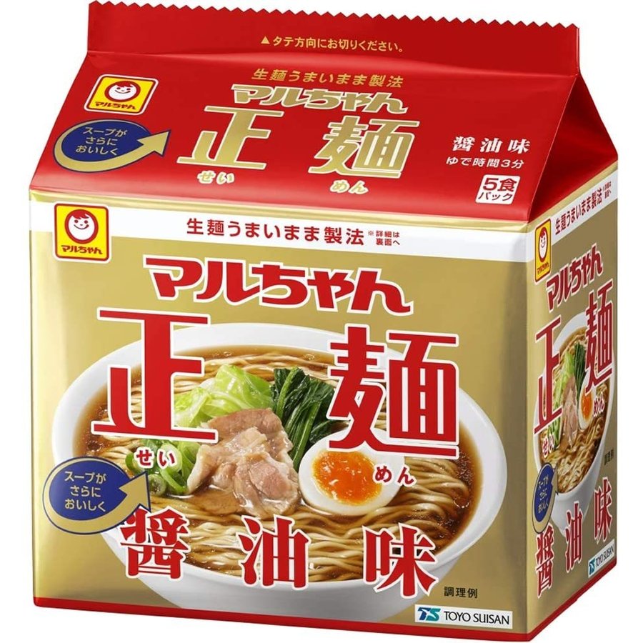 東洋水産 マルちゃん正麺 醤油味 5食パック (105g x 5食入)