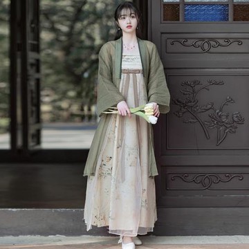 宋制漢服改良日常通勤長干寺外衫中國風女裝套裝古風漢元素連衣裙
