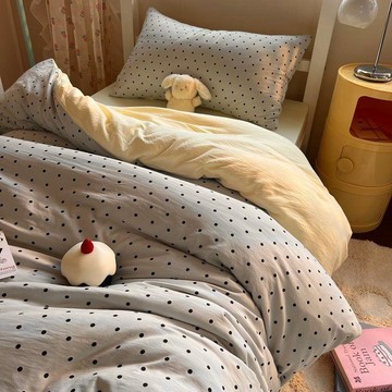 【✨台灣現*貨/ 全場免運 ✨】ins奶油波點水洗棉a類柔軟四件套牀單被套學生宿舍三件套牀上用品✨ ✨